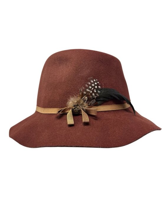 Goorin Bros Lise Meitner 100% Wool Floppy Fedora Hat Cap Maroon L 7 1/4 Women\'s main image 4